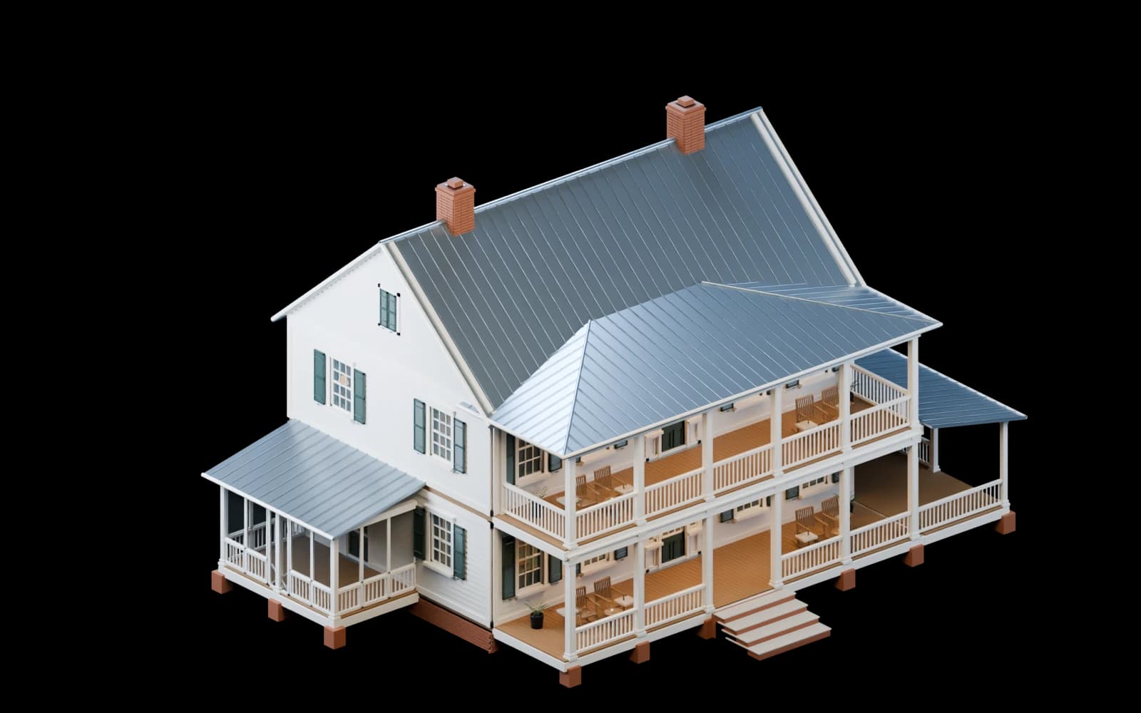 Architectural visualization of the Southern Farmhouse used in the ScopeSift siding reveal